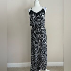 Athleta Black and White Wide Leg Jumpsuit